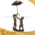 Children Boy and Girl Taking Umbrella Statue for Garden Decoration GBFN-C024A